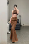 OUDE WAAG Washing Denim Fish Tail Skirt OW-23SS-SK04 reddish brown